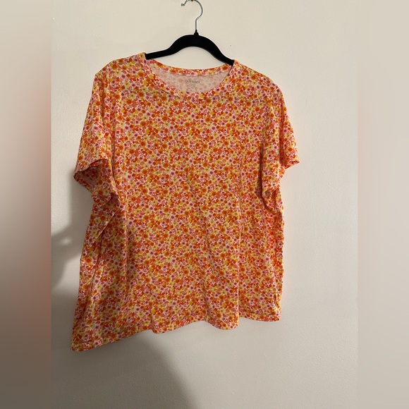 Old Navy Floral Everywear Tee XXL Tall Cotton Boxy Cottagecore Coastal Grandma - Picture 3 of 13